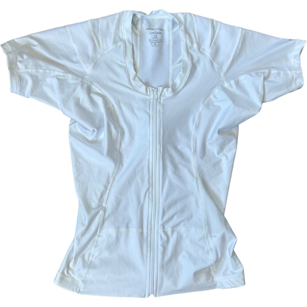 NWOT Alignmed $109 Posture Support Full Zip S/S Compression White Women's Large